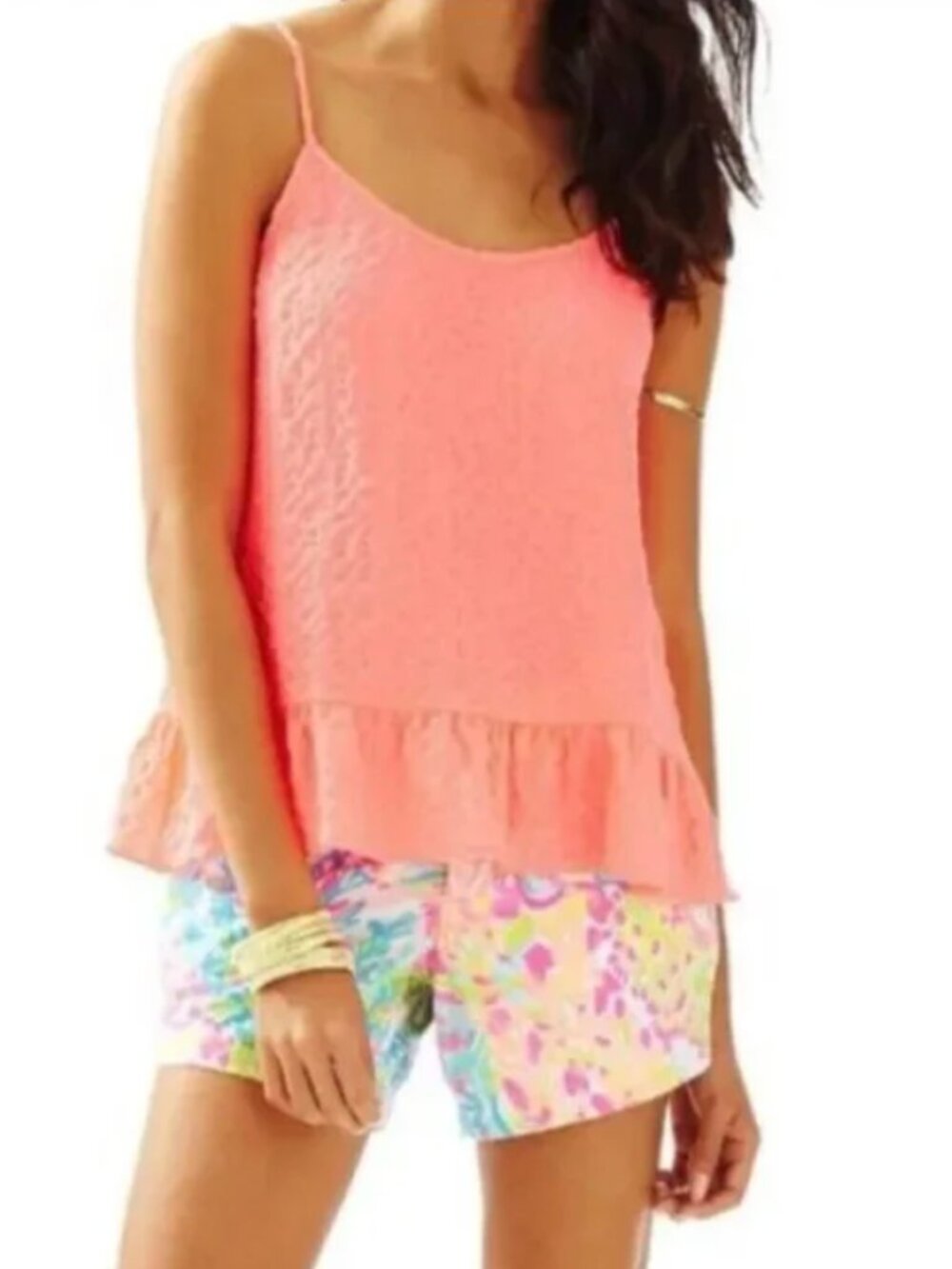Lilly Pulitzer Sun Ray Tank Top Neon Coral Small Adjustable